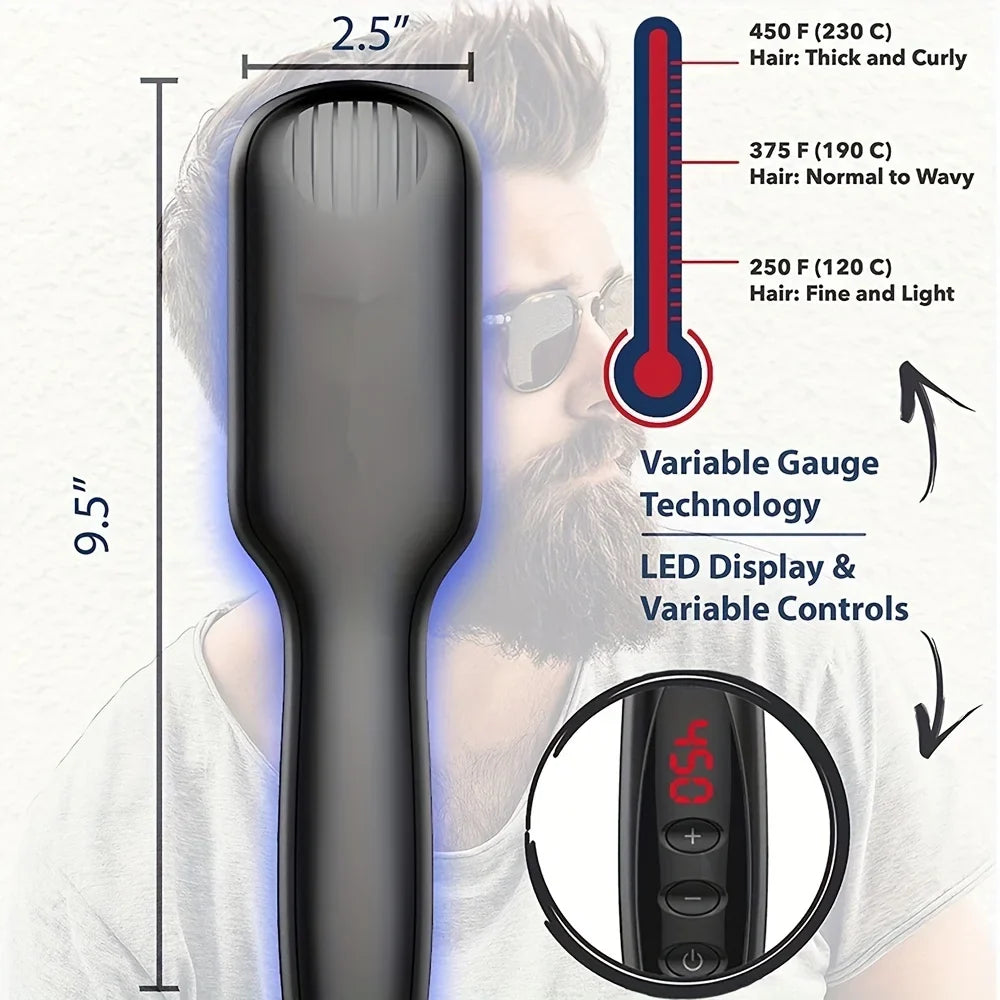 Ceramic Ionic Hair Straightener Brush Salon Fast Heating Hair Straightening Brush Anti-Scald Hair Beard Straightener Comb