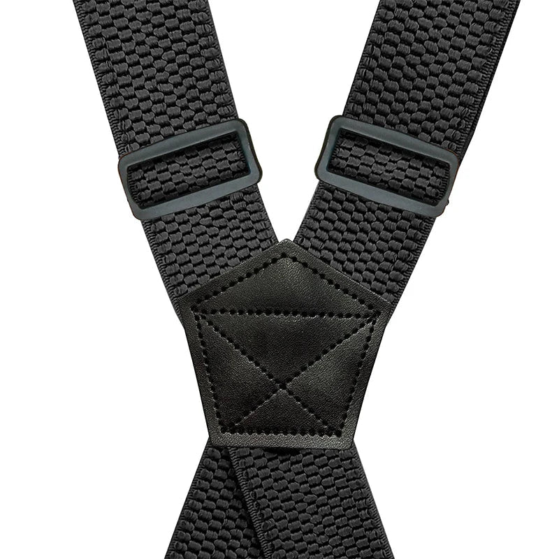High Elastic Adjustable Work Suspenders For 3.8cm Wide with 4 Plastic Gripper Clasps Solid Color Elastic Trouser Pants Braces