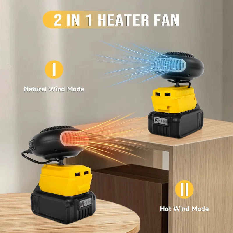 For Dewalt 20V MAX Battery Cordless Portable Space Heater, Indoor Outdoor Winter Warmer with USB Charging Port