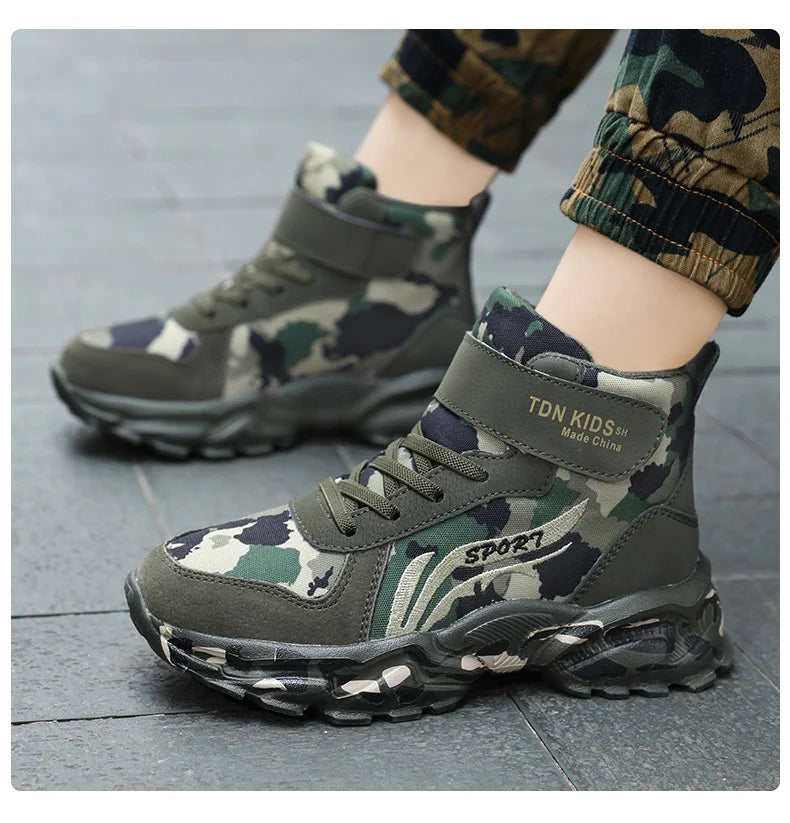 Kids Winter Snow Boots, Plush Camouflage, Warm Anti-Slip