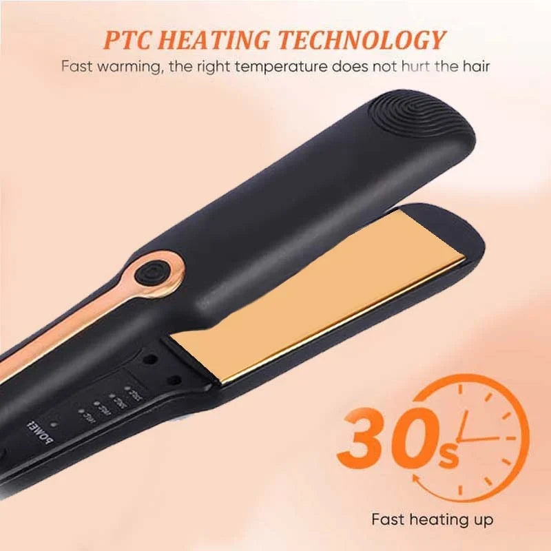 2-In-1 Ceramic Plate Hair Straightener And Curling Iron Negative Ion Technology With Wide Temperature Adjustment