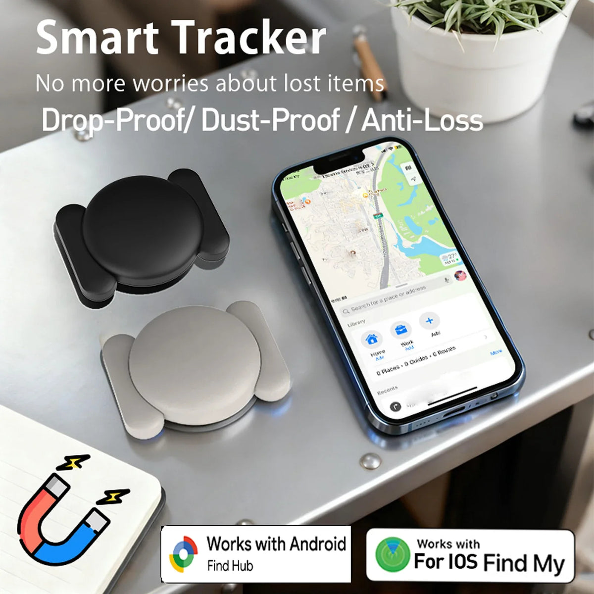 1/4-pack For Apple Find My/Google Find Hub Tracker Strong Magnetic Waterproof Anti-lost Finder Device For IOS/Google Smart Tag