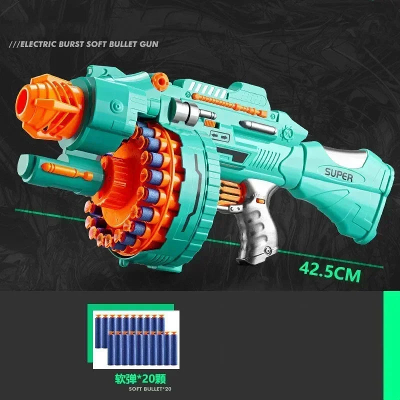 B Nerfs Gun Toy Children's Electric Continuous Shooting Gatling Suction Cup Soft Bullet BB Gun Juguetes for Kids Gift