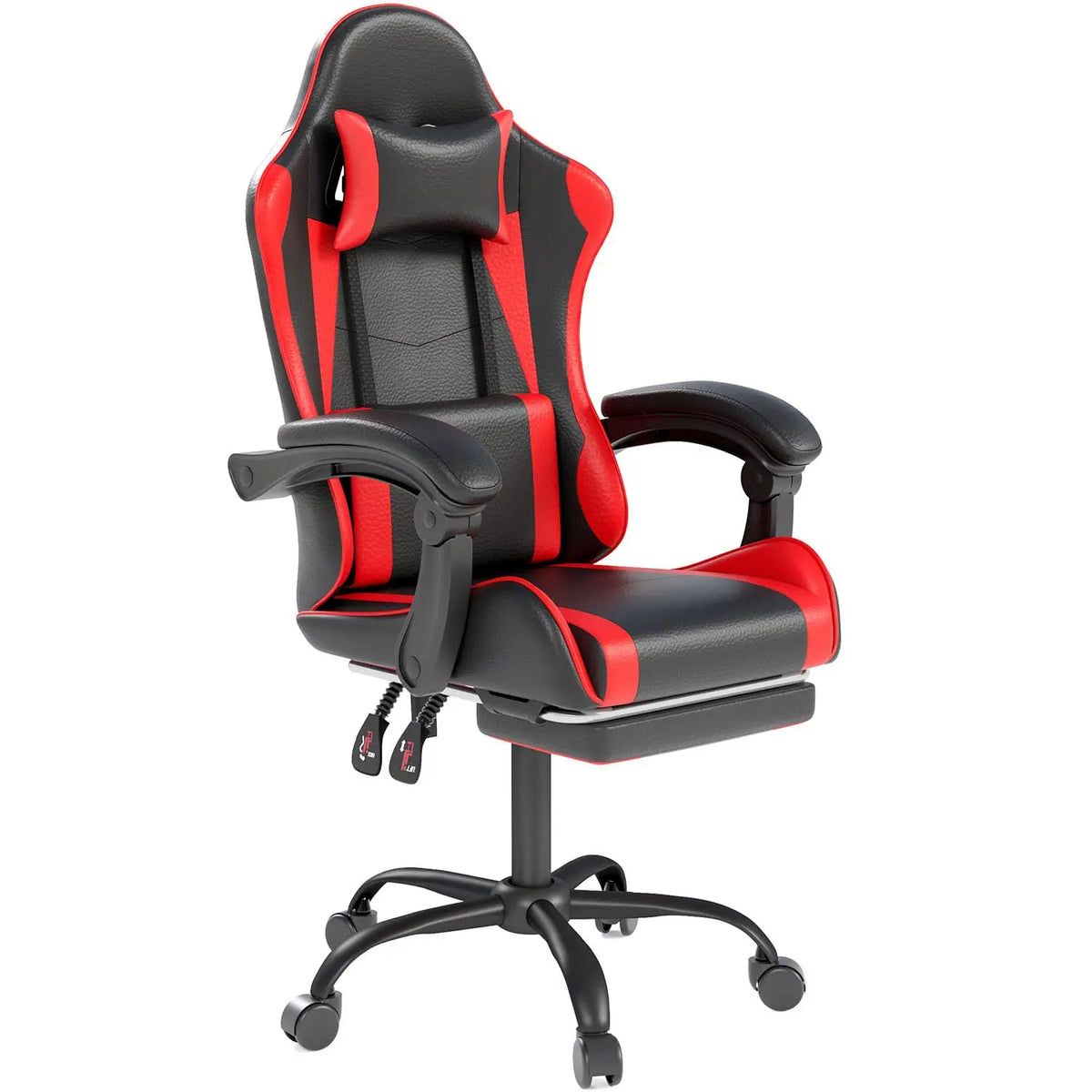 Gaming Chair with Headrest and Footrest for Home Office, Black