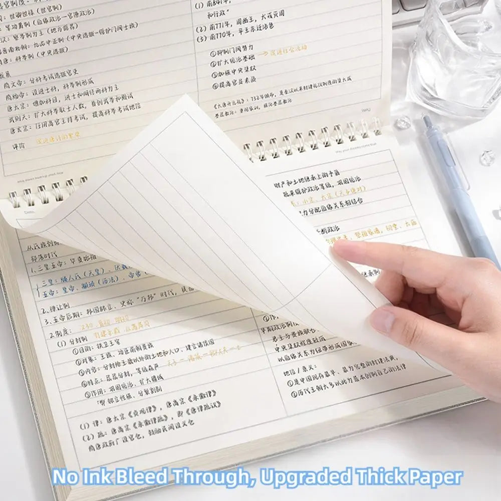 Multi-functional Thicken Paper Coil Notebook Grid/Horizontal Lines Partition Design B5 Notepad Flip-up Notepad School Office