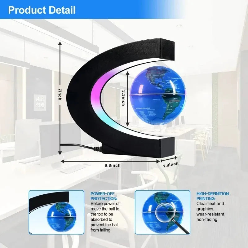 Magnetic Levitating Globe LED Night Light Floating Globe Lamp Cool Tech Gift for Kids Boys Girls Birthday Toy Home Office Decor