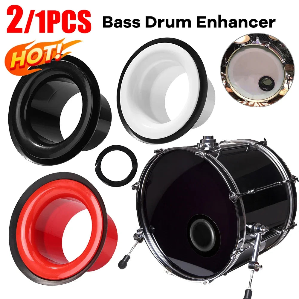 1/2PCS Bass Drum Enhancer Port Insert Enhancement Hole Drum Bottom Microphone Bass Voice Amplifier Kick Booster Drum Accessories