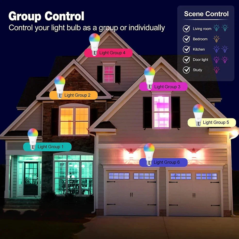 Zigbee Led Light Bulb E27 E14 GU10 Smart Lamp RGB+WW+CW Led Bulb Voice Control With Alexa,Google Home,Smartthings
