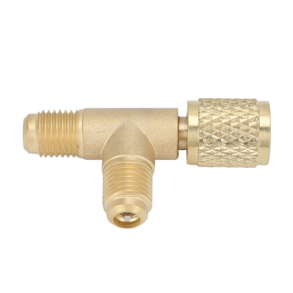 Quick Coupler Tee Adapter with Valve Core Brass 1/4in SAE Sturdy Structure for R22 R12 R134