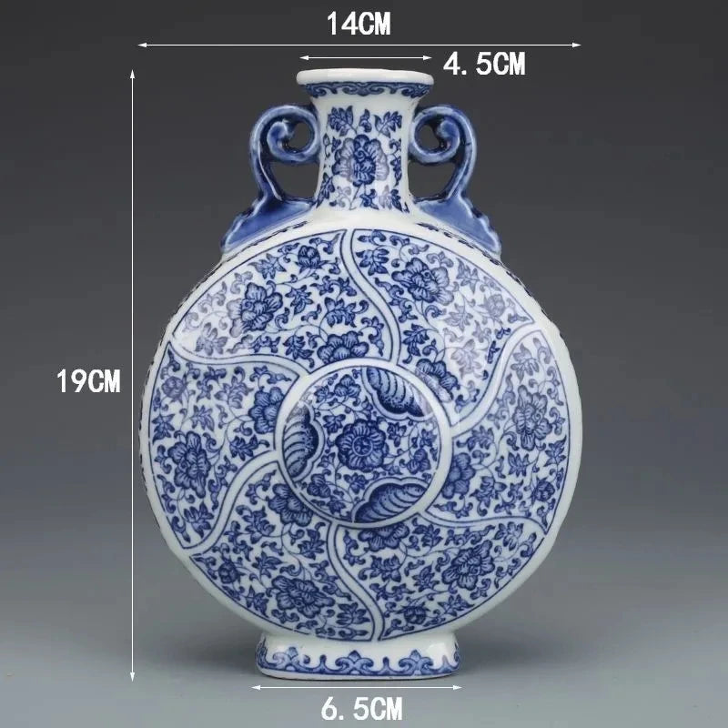 Ceramic Vases Qing Dynasty Qianlong Antiquity China Blue White Porcelain Flower Pot Noble Elegant Ornaments Arts Crafts Archaize