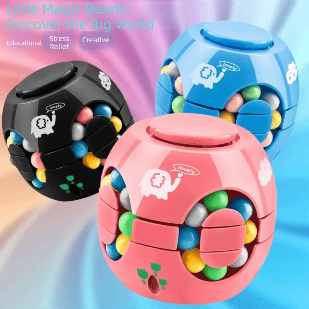 New High Quality Portable Funny Plastics Magic Bean Cube Spinner Rotating Ball 3D Rotating Ball Finger Gyro Finger Spinner Gyro