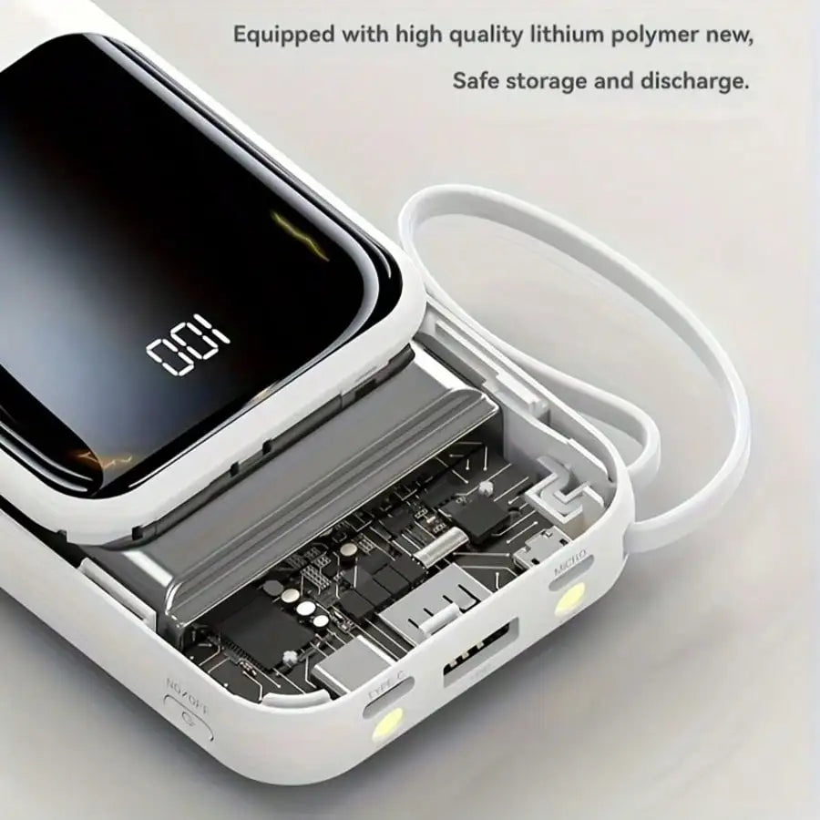 Slim Lightweight 10000mAh Fast Charging Power Bank, LED Digital Display Compact External Phone Charger, Multi-device Travel Backup Power, Thoughtful Present for Birthdays & Business Trips