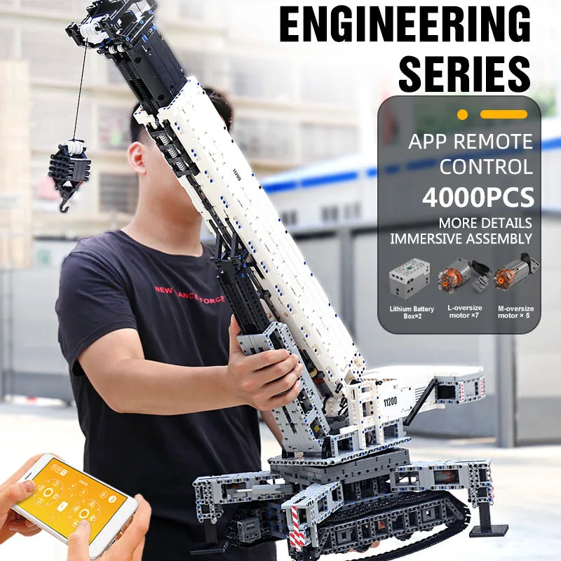 Mould King 17002 Technical Car Toys The MOC-10123 RC Motorized Crane Liebherred LTR 11200 Truck Model Building Blocks Kids Gifts
