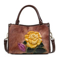 New Genuine Leather Handbag Retro Women's Casual Handcrafted Stroked Color Top Grain Cowhide Single Shoulder Crossbody Bag