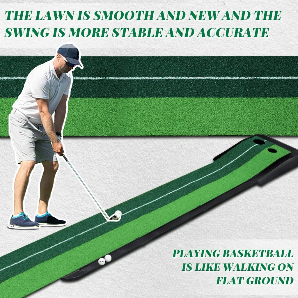 Caiton Golf Putting Mat 10FT with Auto Ball Return – Indoor & Outdoor Use, Perfect Golf Gift for Home, Office, and Backyard.