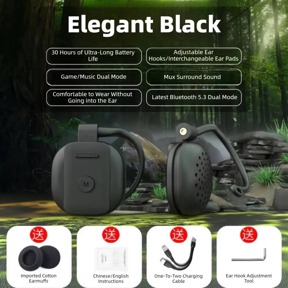 New OWS Open Ear Wireless Bluetooth Headphones, 30H Ultra Long Battery, Lightweight Earhook Earphones for Sports Music Gaming