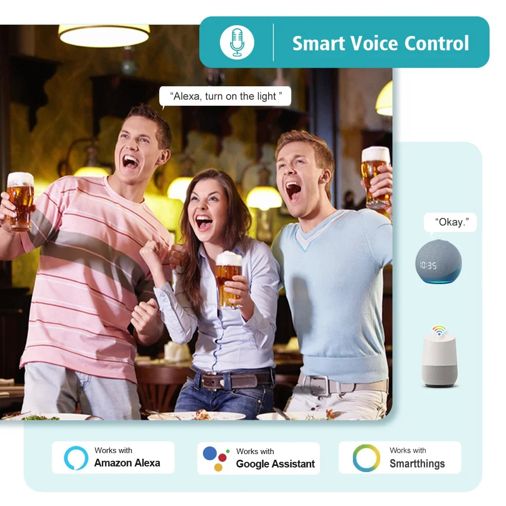 Zigbee Led Light Bulb E27 E14 GU10 Smart Lamp RGB+WW+CW Led Bulb Voice Control With Alexa,Google Home,Smartthings