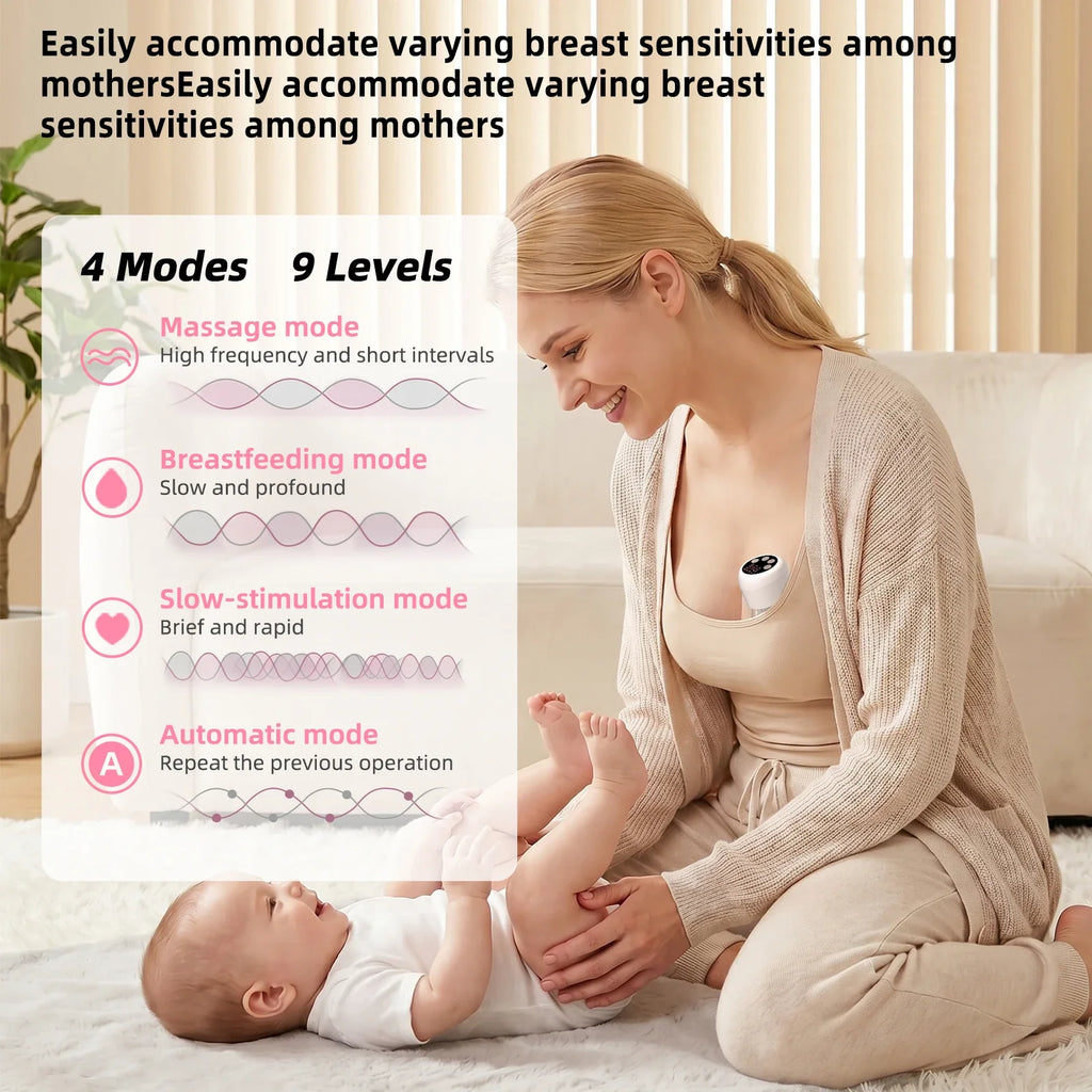 Wearable Breast Pump Hands Free Electric Breast Pumps Comfort Milk Collector with LCD Display 4 Modes & 9 Level, 300mmHg MAX