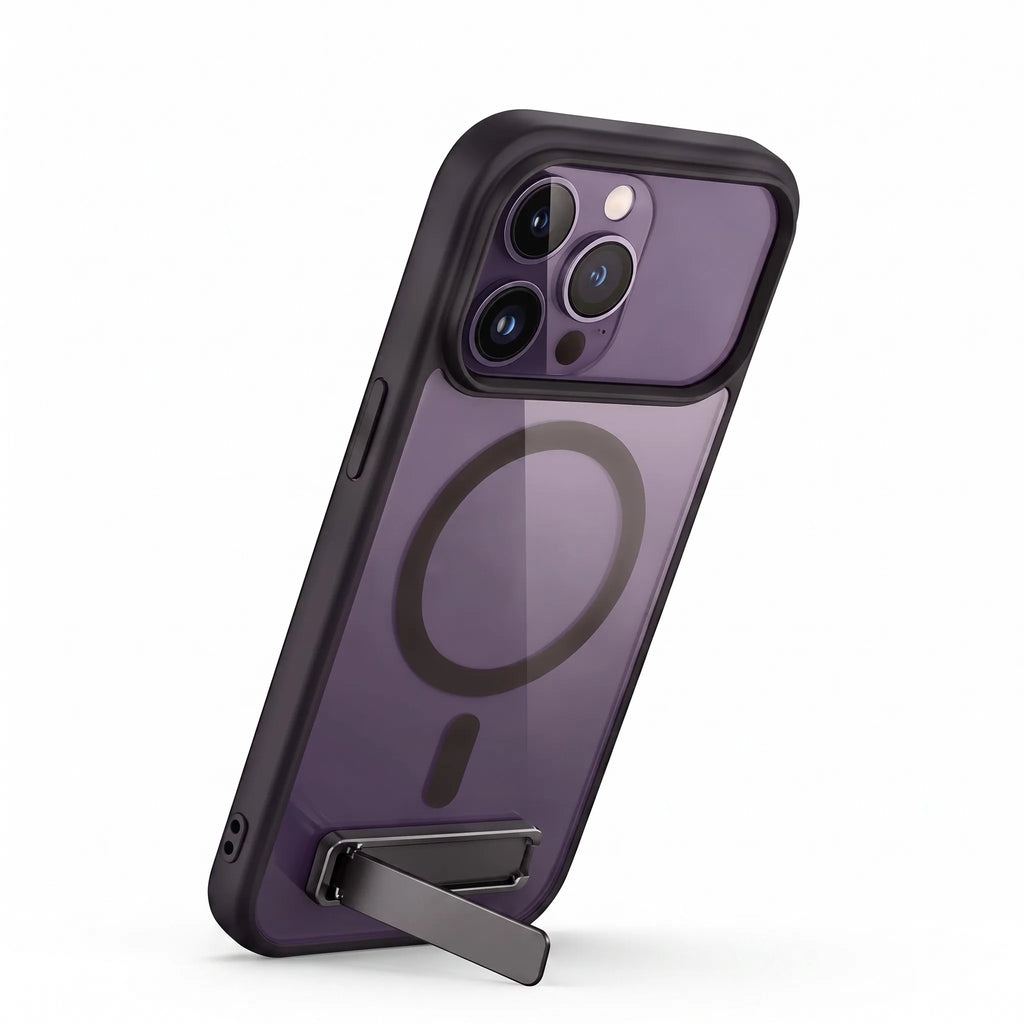 Clear Black Magnetic Cover with Foldable Stand for iPhone 17 11 13 Series 14 16 15 Pro Max 12 Mini Anti Yellow Case Cover Slim