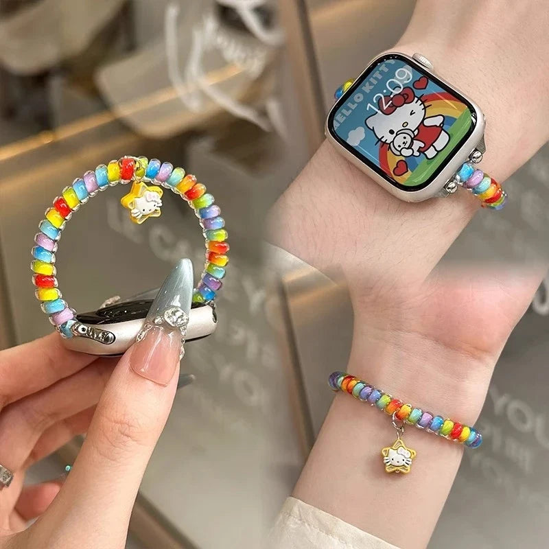 Strap for Apple Watch Bands Ultra2 3 49mm 40mm 41mm 44mm 46mm Stretchable Cute Scrunchie Brecelet iWatch Seires 10 9 8 7 5 SE 11