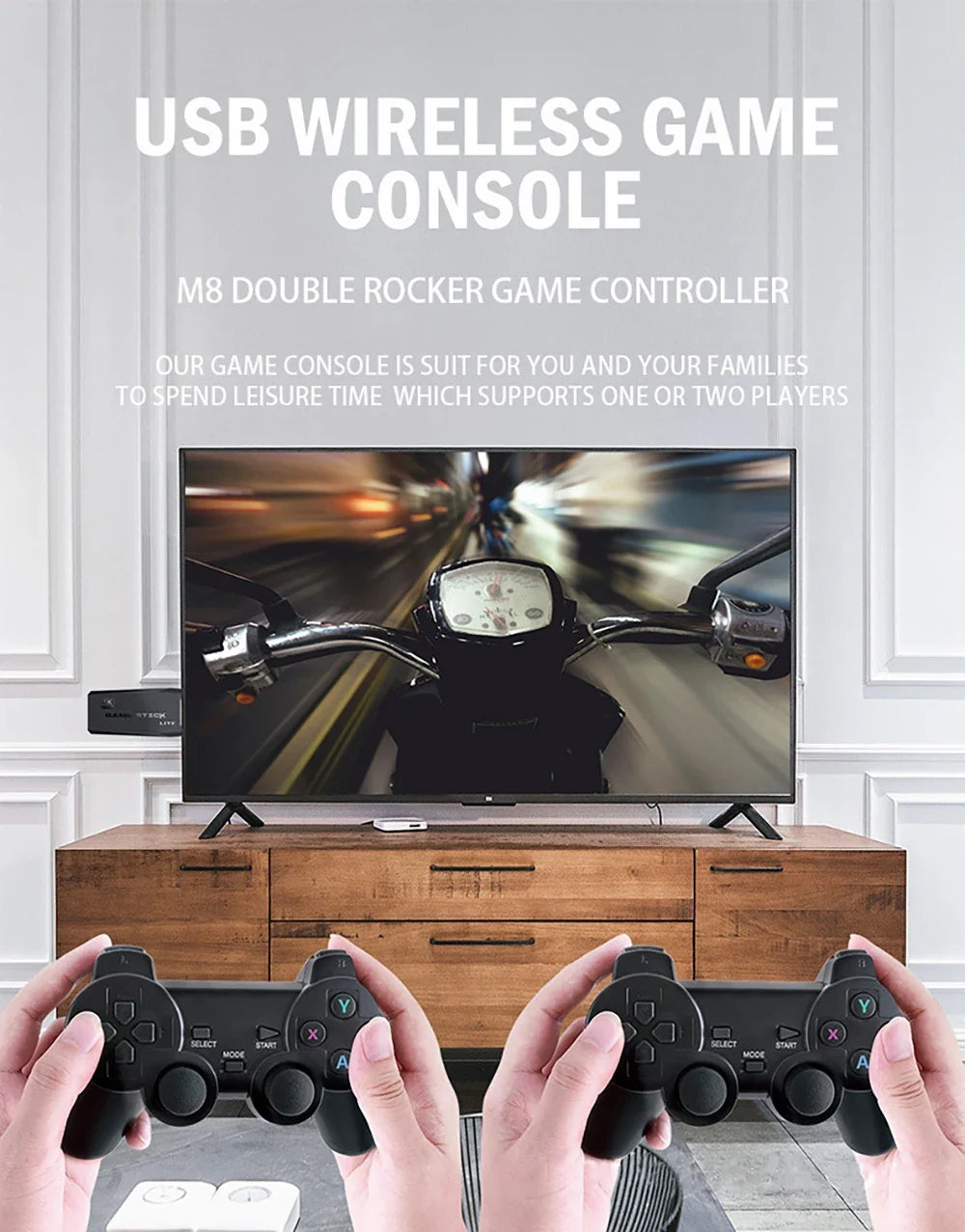 Retro Game Console with 20000 Games – Plug-and-Play TV Game Stick with 2 Wireless Controllers