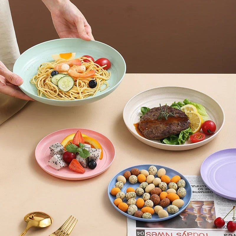 Fruit Plate, Round Salad Dessert Plate, Plastic Plate Can Be Used For Snacks, Nuts Can Be Stacked And Not Easily Broken