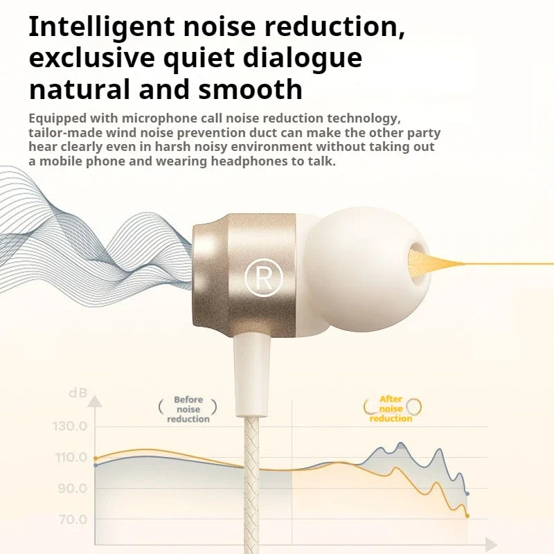 EARDECO 6D Stereo Headsets Metal Type C&3.5mm Wired Gamer Earphones Magnetic In-Ear Headphones For Samsung Handfree HD Call