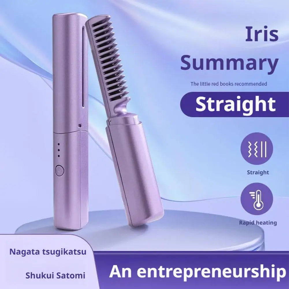 Mini Wireless Hair Straightener - Rechargeable, Negative Ion,Quick Heated, Multifunctional Hair Straightener Curler Styling Tool