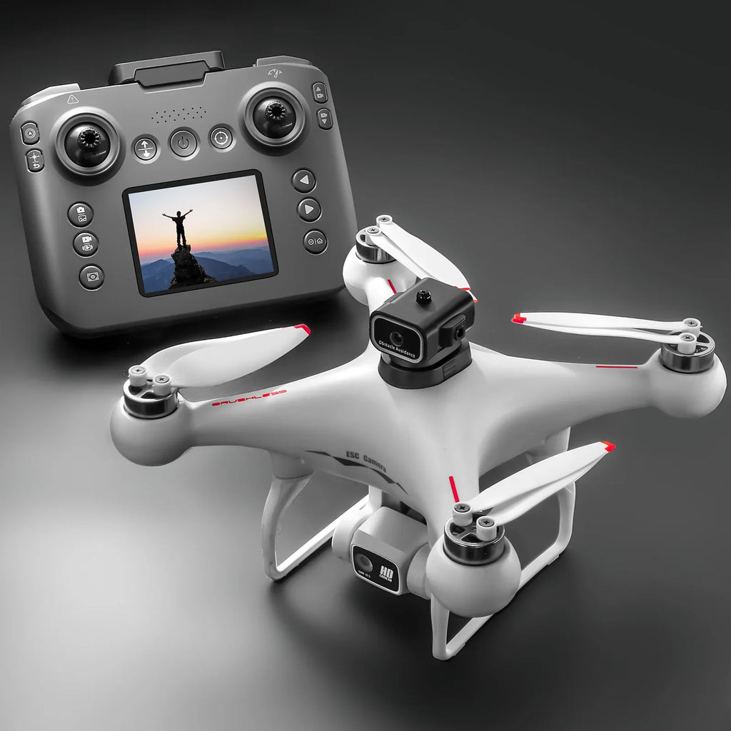 Drone Brushless Motor 2.4 Inch Screen Remote 360° Obstacle Avoidance 4K Electric Dual Camera Optical Flow Hover Real Time Transmission RC Drone