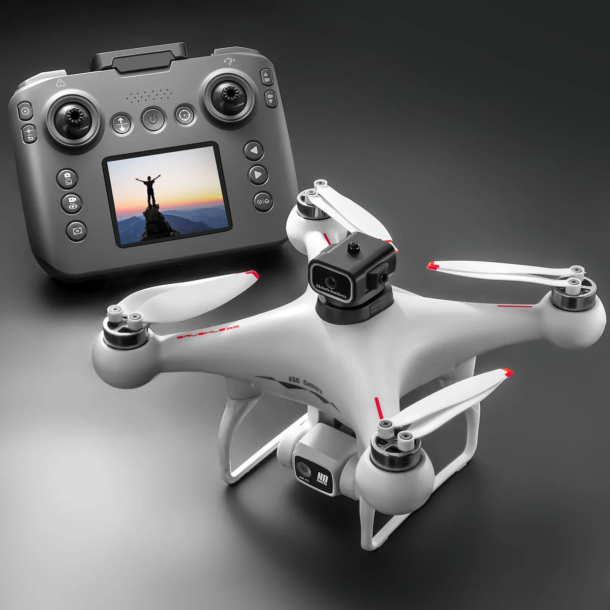 Drone Brushless Motor 2.4 Inch Screen Remote 360° Obstacle Avoidance 4K Electric Dual Camera Optical Flow Hover Real Time Transmission RC Drone