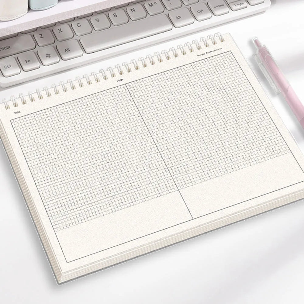 Multi-functional Thicken Paper Coil Notebook Grid/Horizontal Lines Partition Design B5 Notepad Flip-up Notepad School Office
