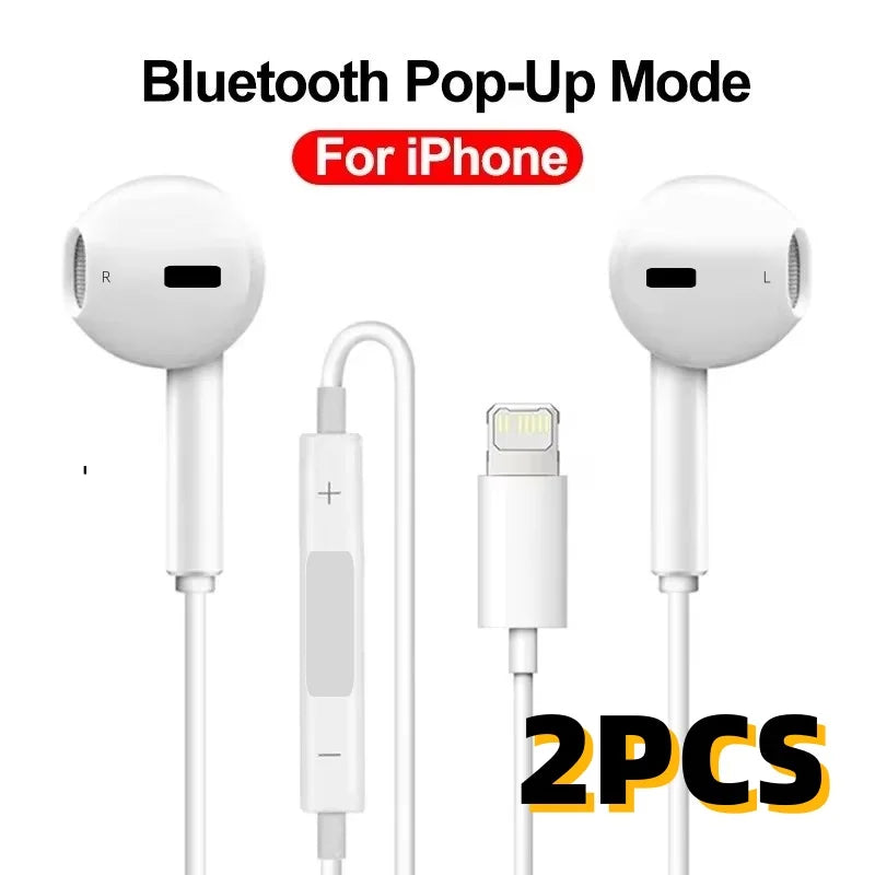 Original Headphones For Apple iPhone 14 11 12 13 Pro Max Earphones XR X XS SE 6 6S 7 8 Plus Bluetooth Wired Earbuds Accessories