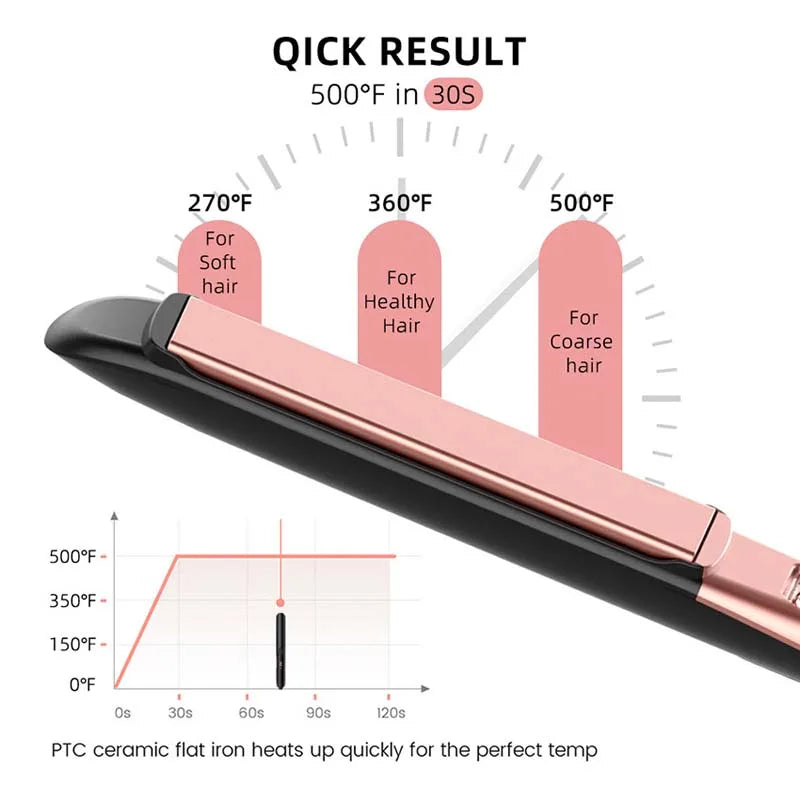 Hair Straightener Curler 500°F Professional Hair Flat Iron For Salon Styling Tools Keratin Treatment Dual Voltage LCD Display