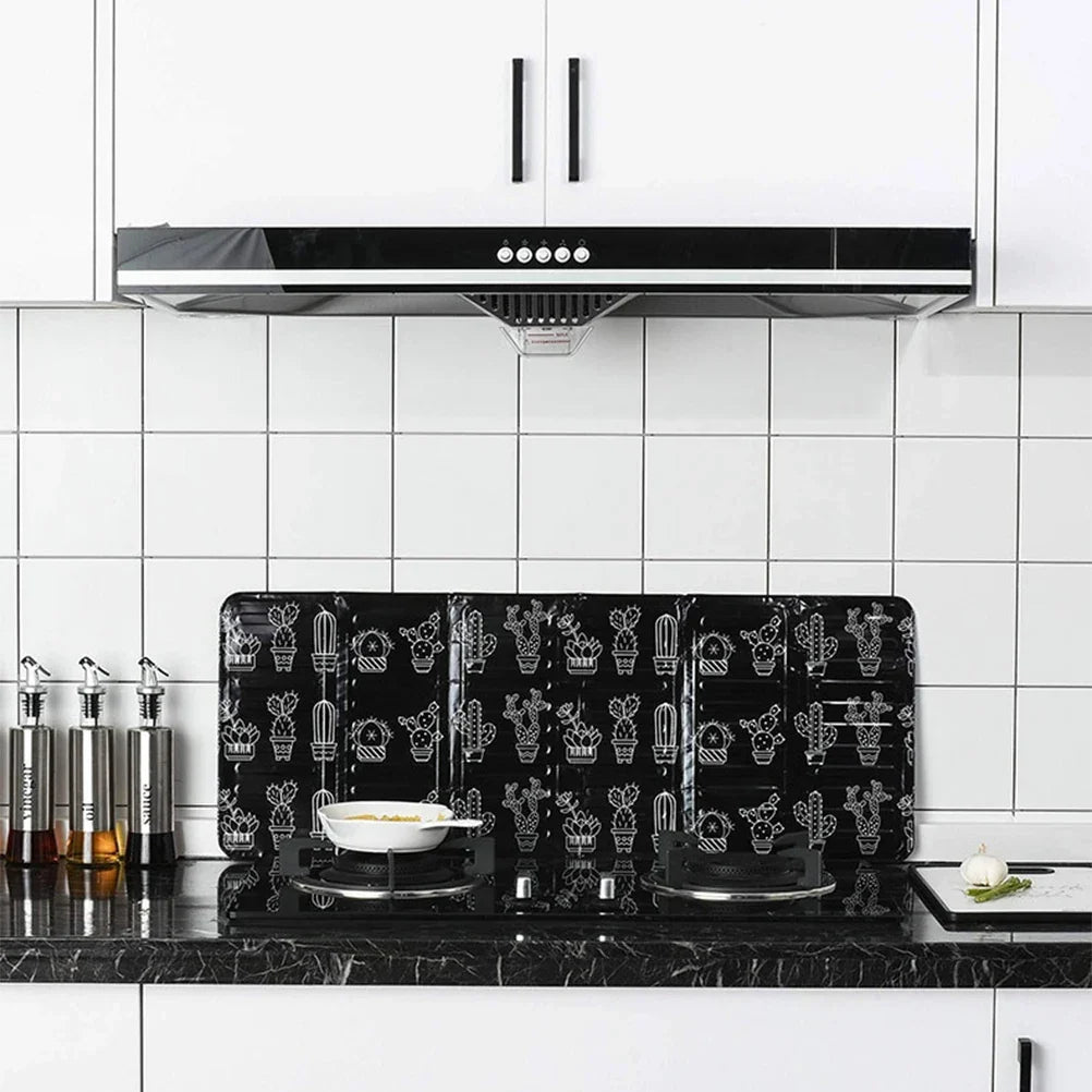 Folding Oil Splatter Shield Guard for Stove Splash Proof Panels for Gas Burner Transparent Kitchen Splatter Screen