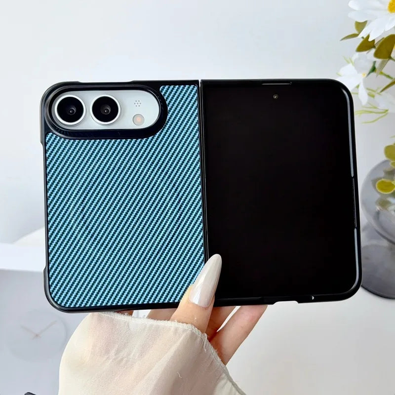 Magnetic Phone Case for iPhone Duo Ultra Fold Cover Carbon Fiber Pattern Soft TPU Shell for Magsafe Charge Anti-knock