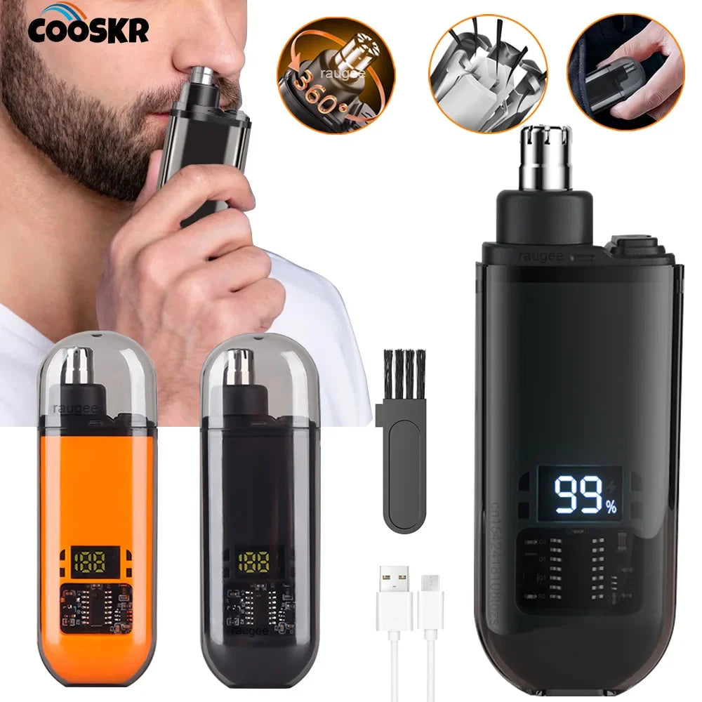Electric Nose Hair Trimmer 2in1 Ear and Nose Hair Remover Rechargeable Painless Portable Mini Nose Hair Trimmer Clipper for Men