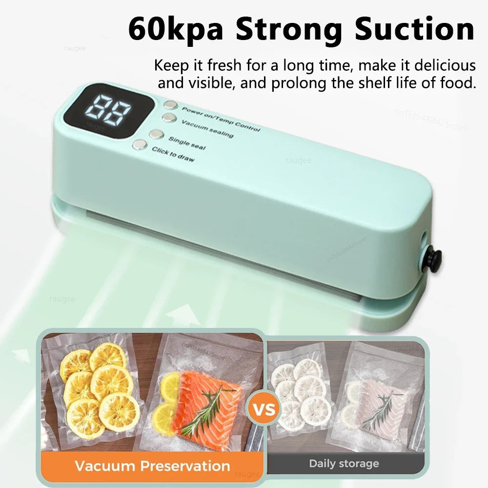 Mini Vacuum Sealer Rechargeable Food Preservation Package Plastic Bags Sealer Portable Wireless Automatic Vacuum Sealing Machine