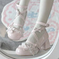 Lolita Mary Jane Shoes  New Women's Cute Bow High Heels Princess Heeled Single Shoes Spring Autumn Leather Pumps