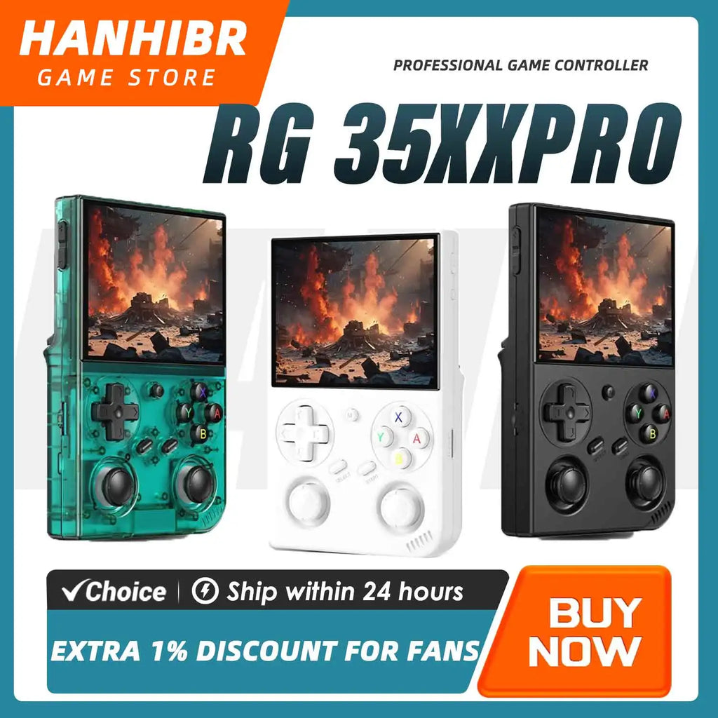 ANBERNIC RG35XX PRO Vertical Retro Gaming Console 3.5" IPS OCA Screen Linux 64-bit True Dual Joysticks Vibration Motor RixelHK