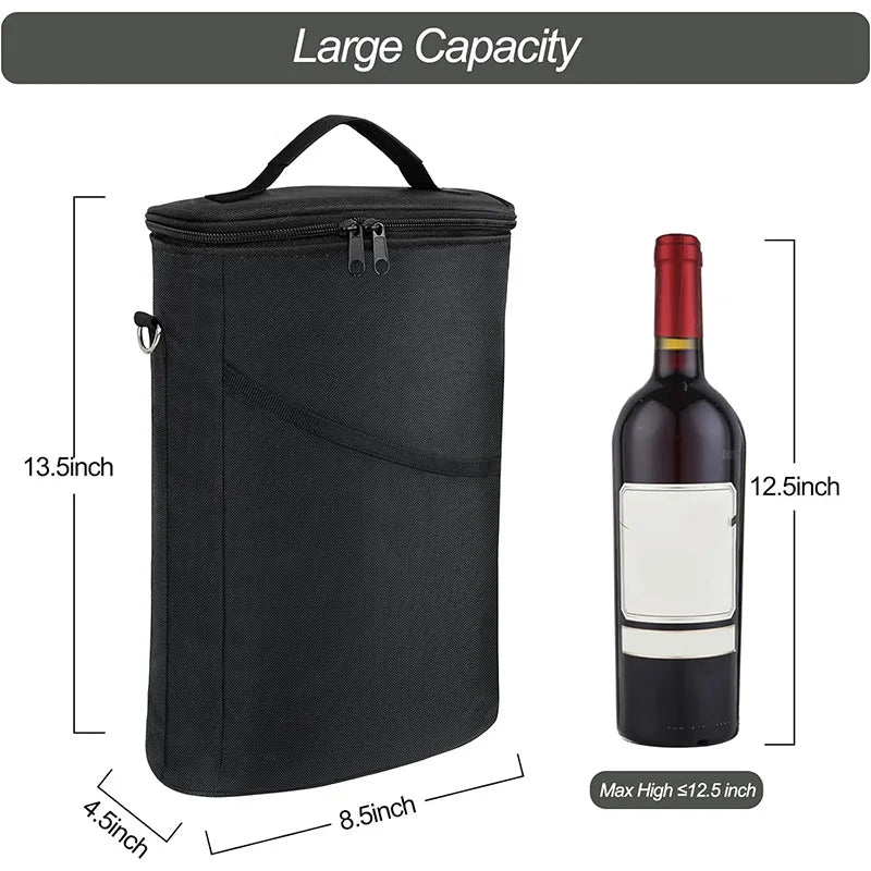 Wine Bottle Bag Soft Cooler Wine Bottle Insulated Bag for Wine Thermal  Outdoor Bag for Travel Carrier Tote Wine Glass