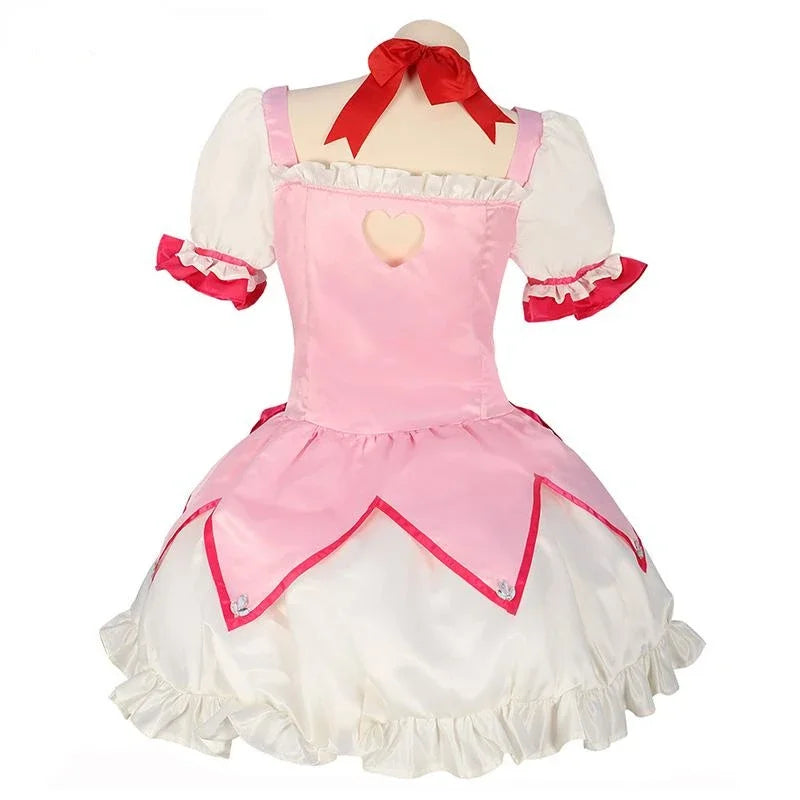 Kaname Madoka Cosplay Costume Wig Anime Puella Magi Madoka Magica Pink Ball Dress Halloween Party Uniform Outfit for Women Girl