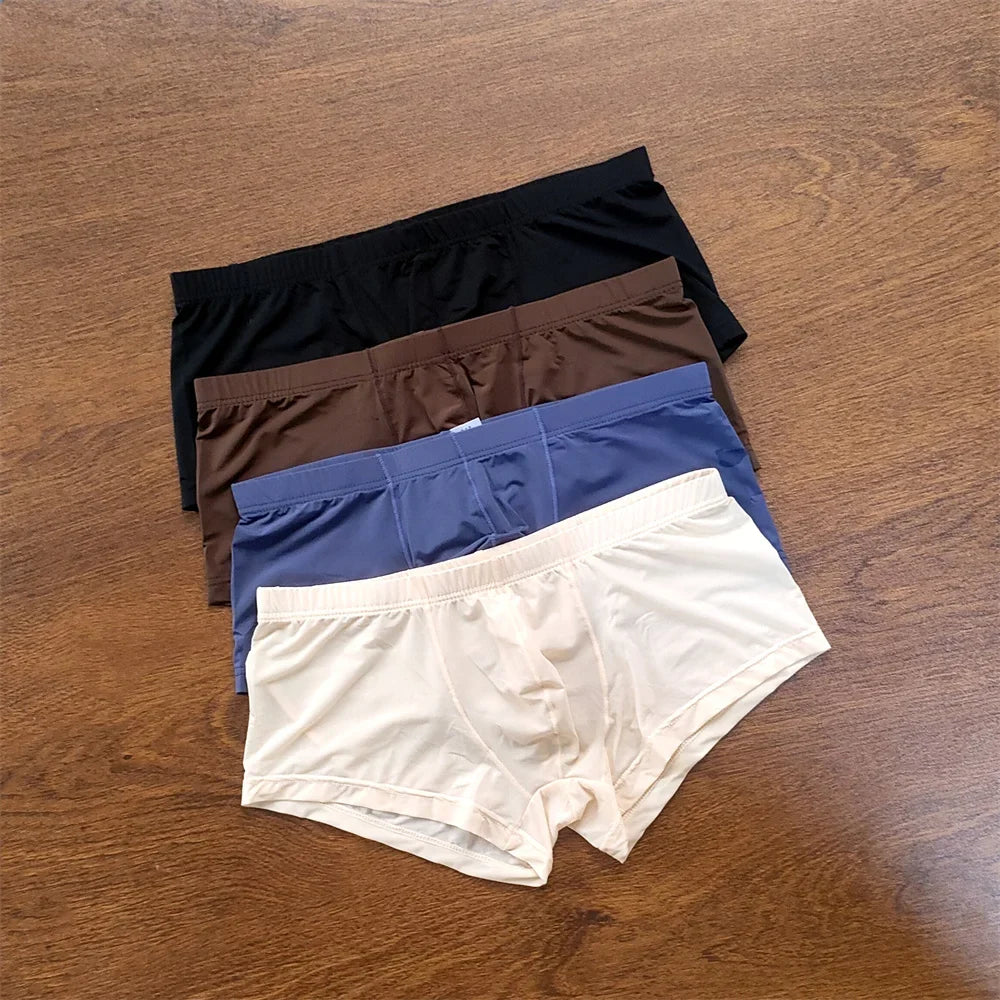 Man Underwear Men's Ice Silk Boxer Shorts Cool Underpants Summer Sexy Thin Panties U Pouch Lingerie Wholesale Price M-XXL