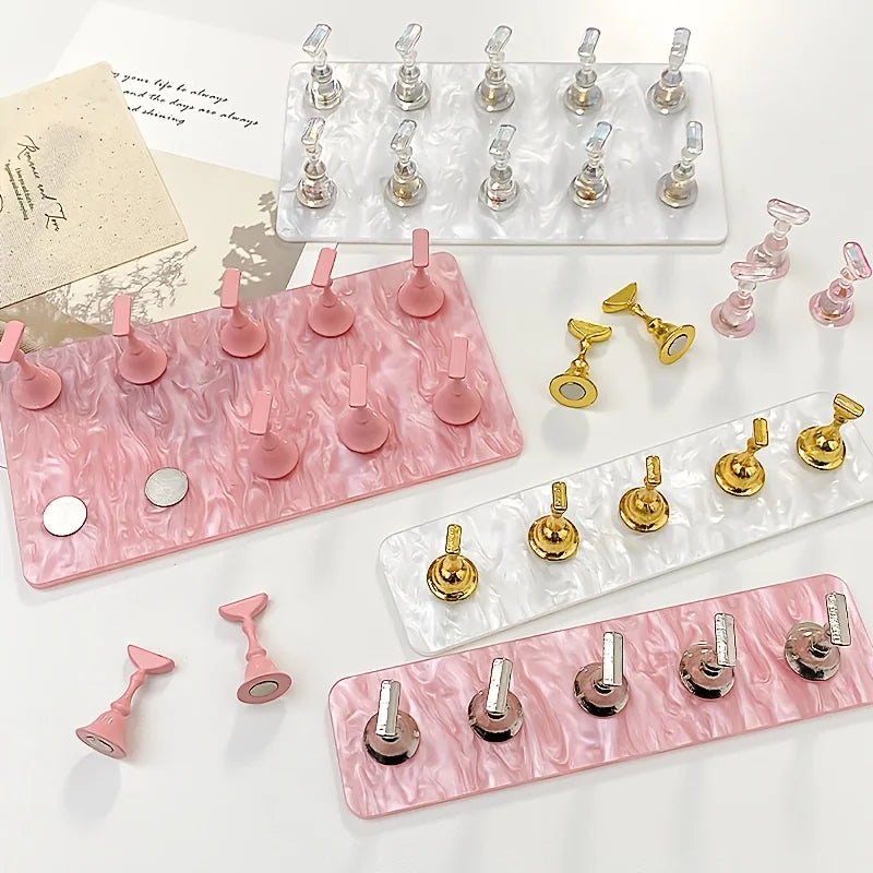 Double row acrylic nail stand base, comes with 10 Aurora nail display stands, nail art display tools
