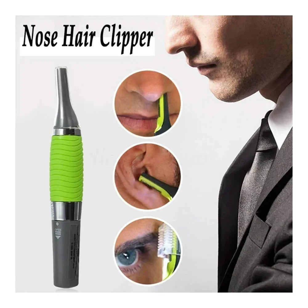 2-in-1 Facial Hair Trimmer, Unisex Nose Hair Trimmer Suitable for Nose Hair, Ear Hair, Eyebrows, and Chin Hair - Battery-Powered