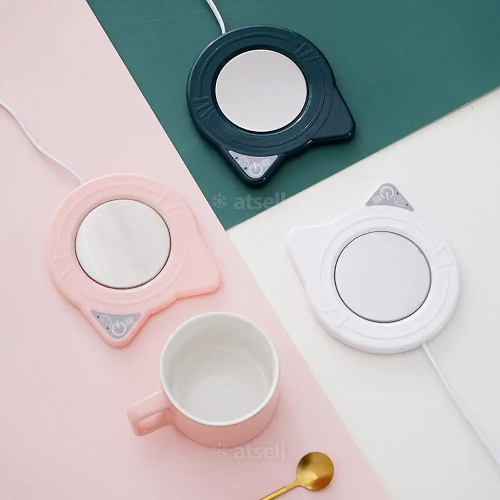 USB Cute Mug Warmer Cup Heater Desktop Heated Coaster for Coffee Milk Tea Temperatures Adjustable Cup Warming Pad
