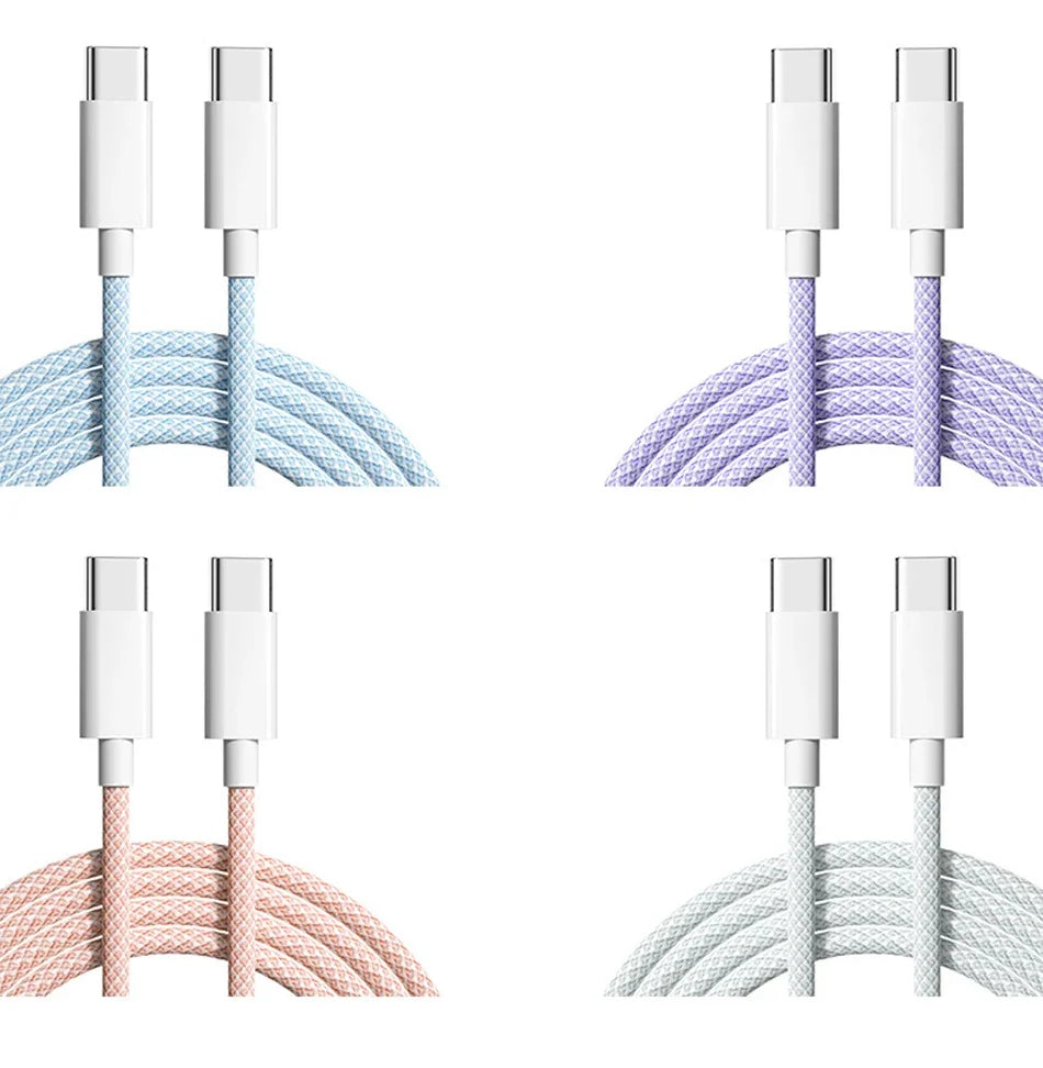 60W 6A USB Type C to Type C Cable Data Line For Iphone 15 16 Samsung Xiaomi Fast Charging USB C to C Cable Type C Data Charger