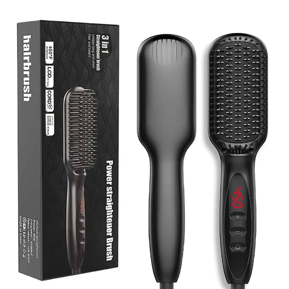Hair Straightener for Women Hot Comb Anti-Scalding Hair Brush Ceramic Heating Lcd Display Dual Voltage Silent Hair Straightener