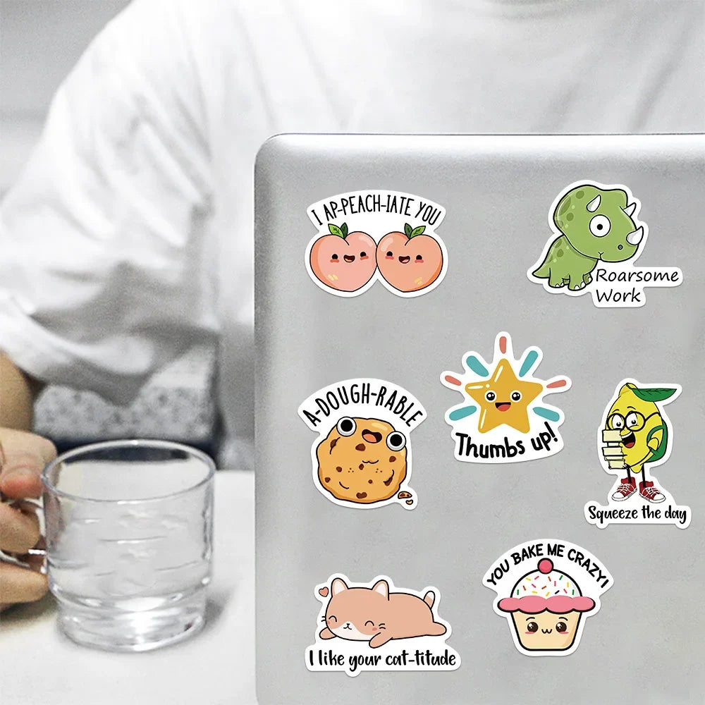 50 Pcs Motivational Words Stickers pun Inspirational Quotes Waterproof Vinyl Stickers for Water Bottles Book Laptop Phone Decals