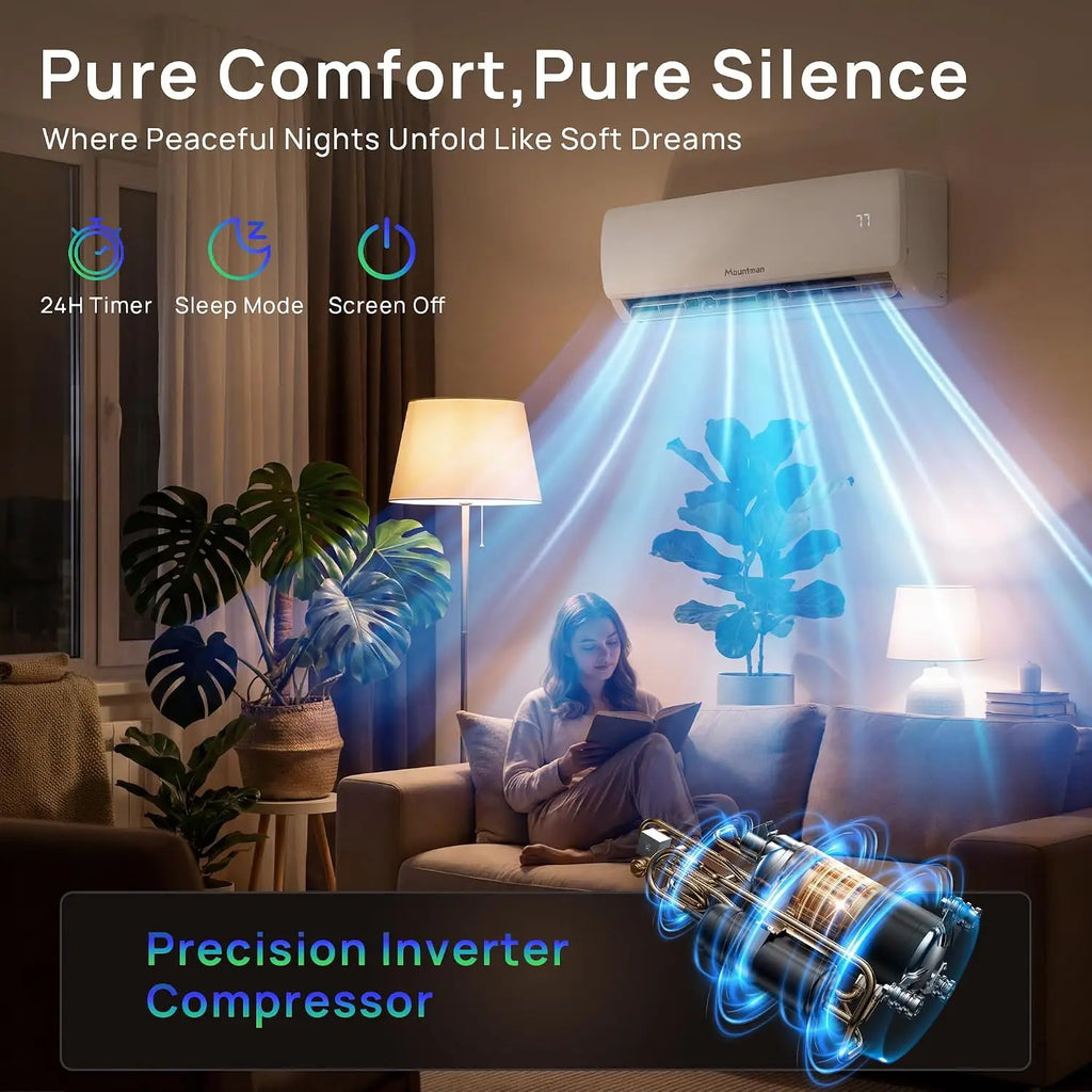 12000BTU Mini Split AC/Heating System, 19SEER2 115V Energy Efficient Mini Split Air Conditioner with Heat Pump, Cools, Custom