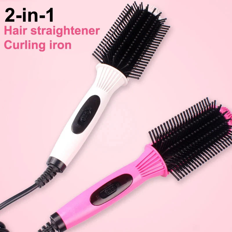 Multifunctional Heating Curling Iron Ceramic Heated Round Brush Electric Hair Straightener Brushes Professional Styling Tool
